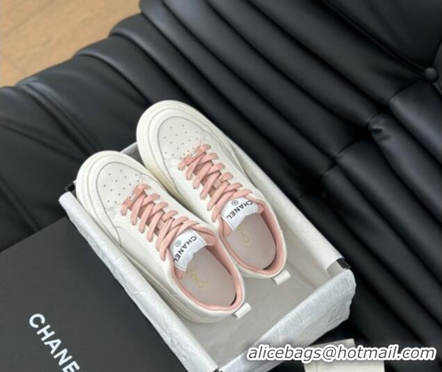 Good Quality Chanel Calfskin Leather Platform Sneakers Pink 601115