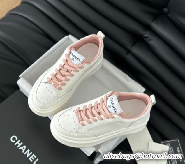 Good Quality Chanel Calfskin Leather Platform Sneakers Pink 601115