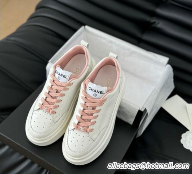 Good Quality Chanel Calfskin Leather Platform Sneakers Pink 601115