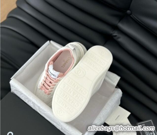 Good Quality Chanel Calfskin Leather Platform Sneakers Pink 601115