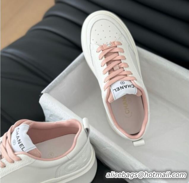 Good Quality Chanel Calfskin Leather Platform Sneakers Pink 601115