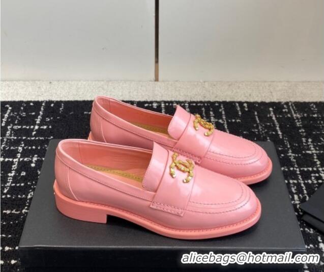 Cheap Price Chanel Calfskin Leather Loafers with Camellia CC G45663 Pink 603007