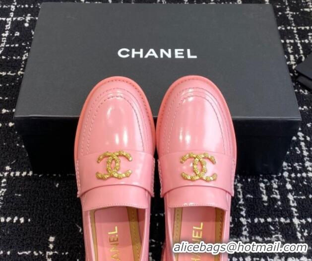 Cheap Price Chanel Calfskin Leather Loafers with Camellia CC G45663 Pink 603007