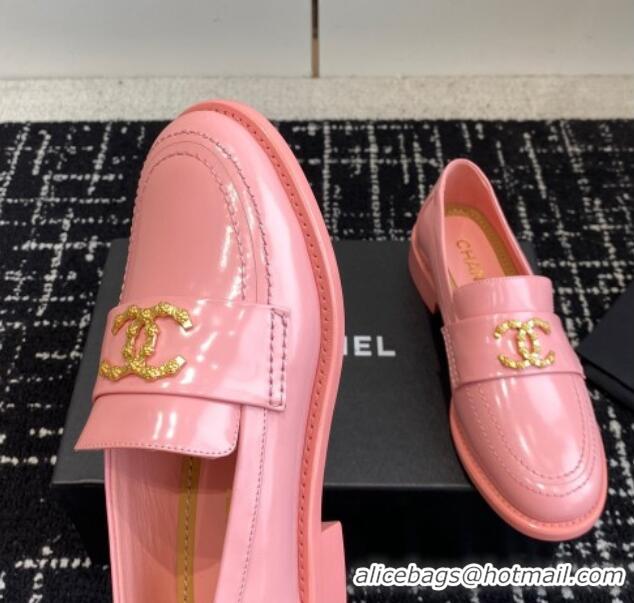 Cheap Price Chanel Calfskin Leather Loafers with Camellia CC G45663 Pink 603007