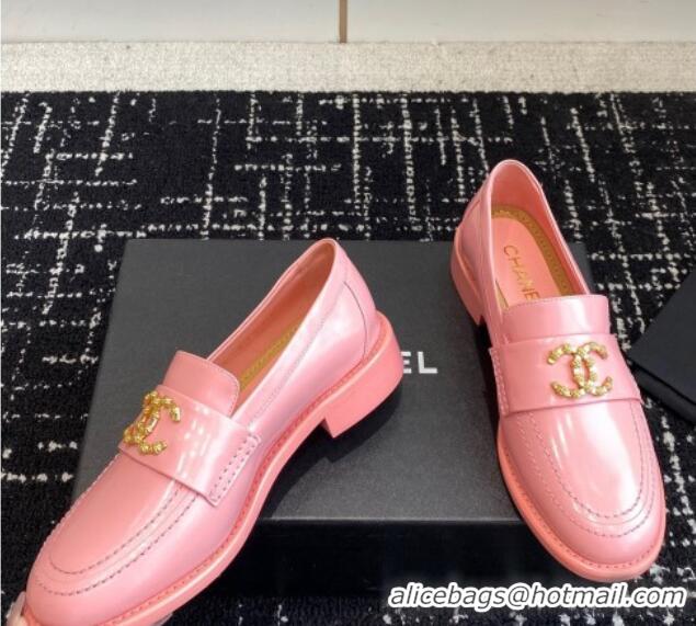 Cheap Price Chanel Calfskin Leather Loafers with Camellia CC G45663 Pink 603007