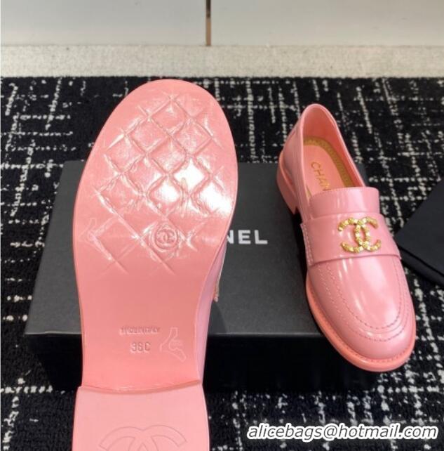 Cheap Price Chanel Calfskin Leather Loafers with Camellia CC G45663 Pink 603007