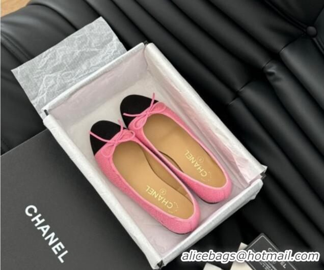 Luxury Discount Chanel Classic Tweed Ballet Flats Pink 603012