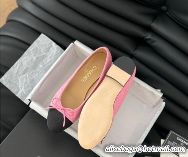 Luxury Discount Chanel Classic Tweed Ballet Flats Pink 603012