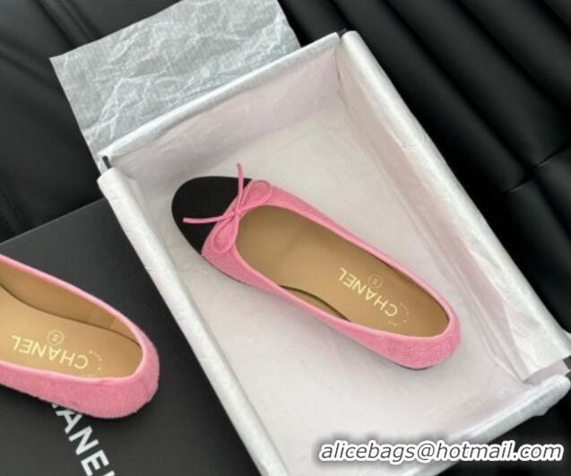 Luxury Discount Chanel Classic Tweed Ballet Flats Pink 603012