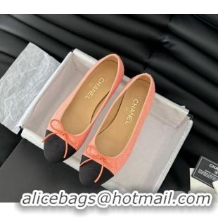 Best Product Chanel Classic Tweed Ballet Flats Peachy Pink 603013