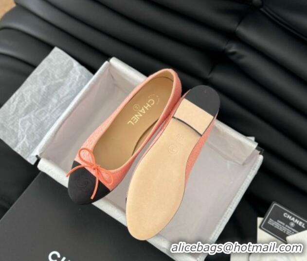 Best Product Chanel Classic Tweed Ballet Flats Peachy Pink 603013