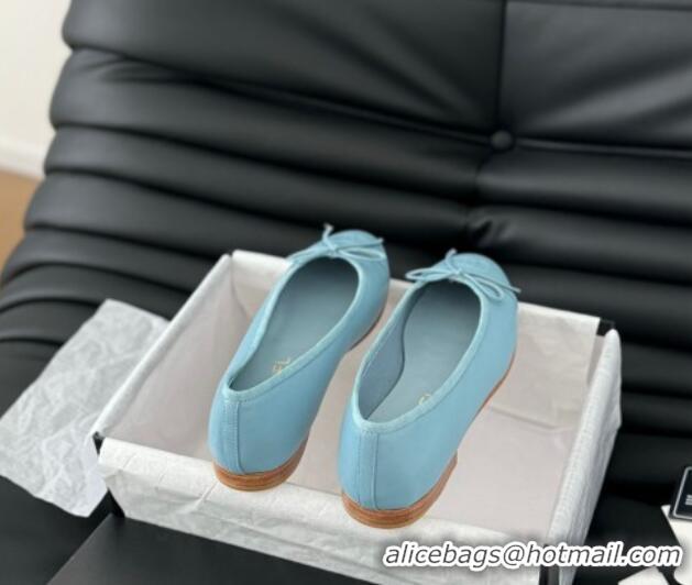 Good Product Chanel Classic Calfskin Ballet Flats Light Blue 603015