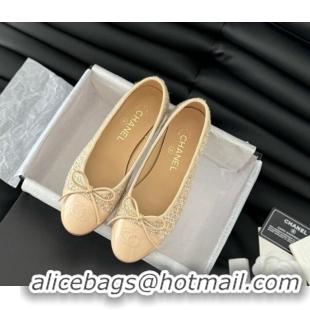 Sophisticated Chanel Classic Tweed Ballet Flats Beige 603017