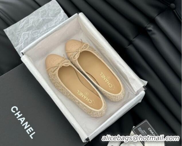 Sophisticated Chanel Classic Tweed Ballet Flats Beige 603017