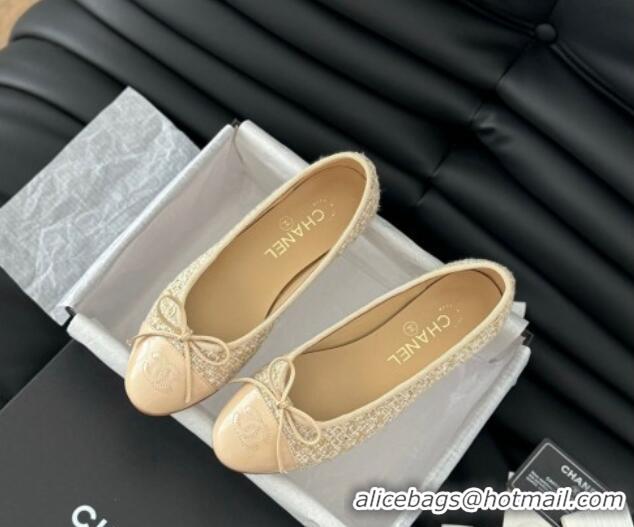 Sophisticated Chanel Classic Tweed Ballet Flats Beige 603017