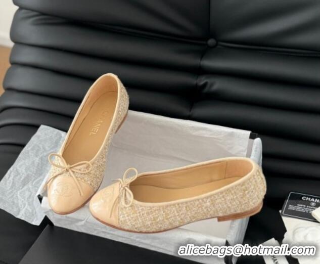 Sophisticated Chanel Classic Tweed Ballet Flats Beige 603017