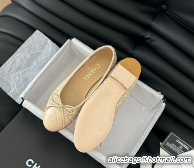 Sophisticated Chanel Classic Tweed Ballet Flats Beige 603017