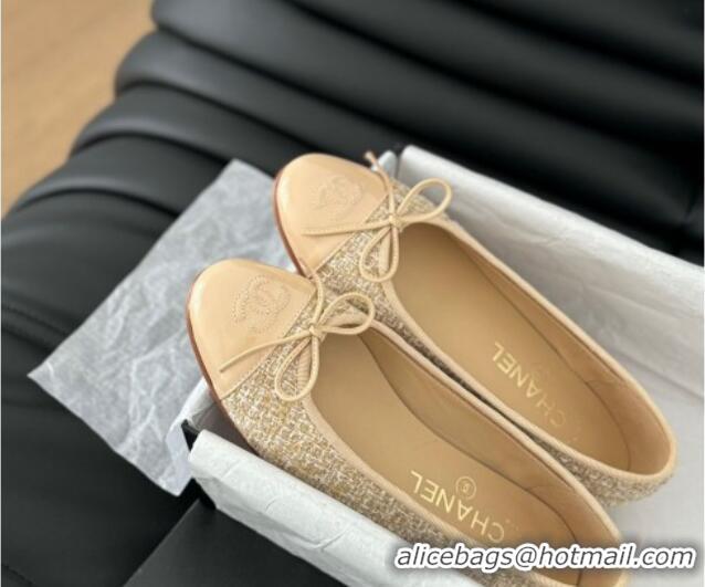 Sophisticated Chanel Classic Tweed Ballet Flats Beige 603017