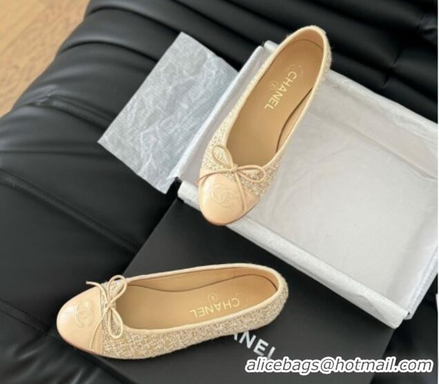 Sophisticated Chanel Classic Tweed Ballet Flats Beige 603017