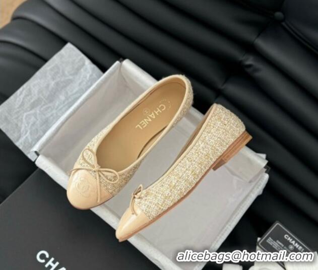 Sophisticated Chanel Classic Tweed Ballet Flats Beige 603017