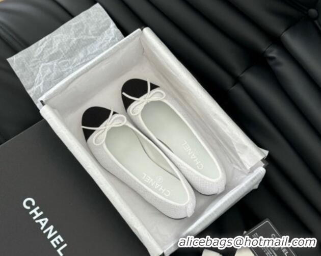 Good Quality Chanel Classic Tweed Ballet Flats White 603018