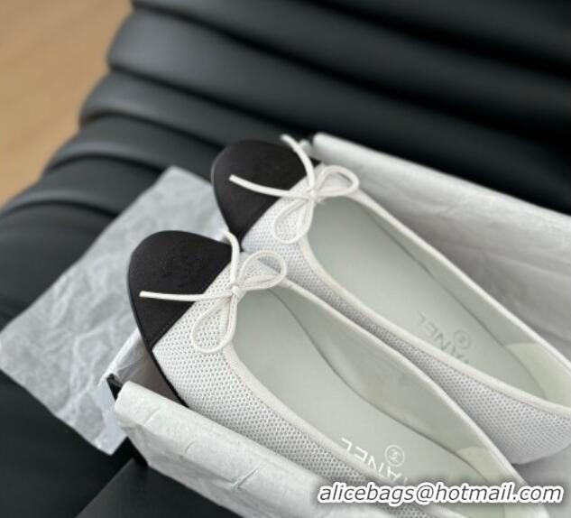 Good Quality Chanel Classic Tweed Ballet Flats White 603018