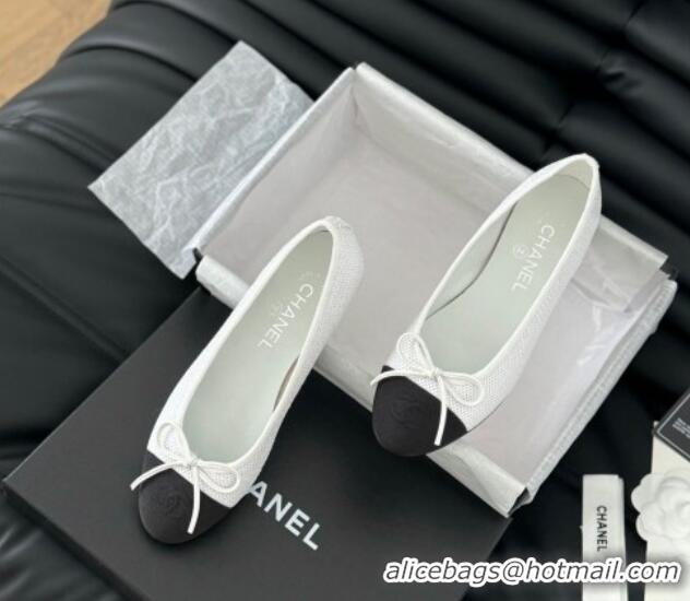 Good Quality Chanel Classic Tweed Ballet Flats White 603018