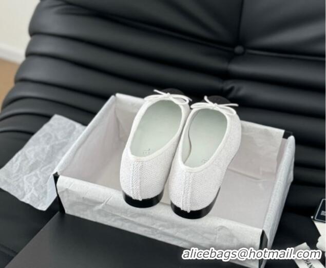 Good Quality Chanel Classic Tweed Ballet Flats White 603018