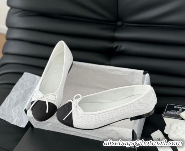 Good Quality Chanel Classic Tweed Ballet Flats White 603018