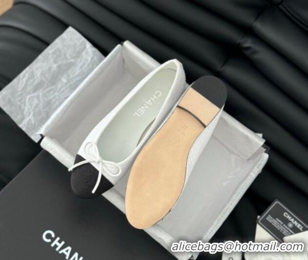 Good Quality Chanel Classic Tweed Ballet Flats White 603018