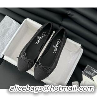 Durable Chanel Classic Sequins Ballet Flats Black 603019