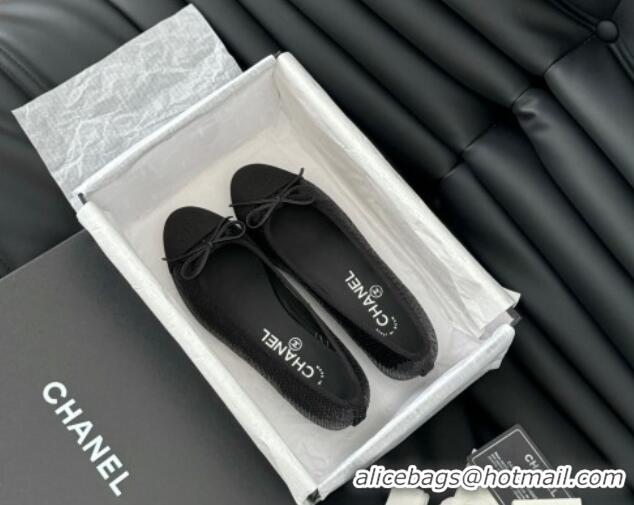 Durable Chanel Classic Sequins Ballet Flats Black 603019