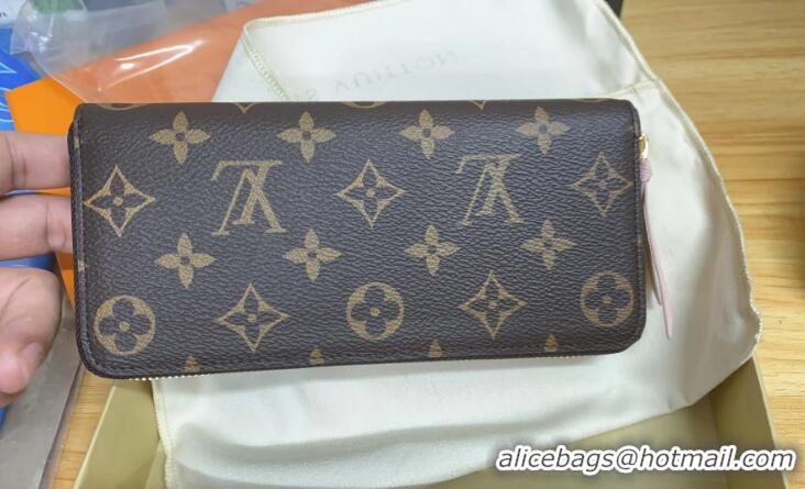 AAAA Discount Louis Vuitton Monogram canvas Clemence Wallet M61298 Rose Ballerine