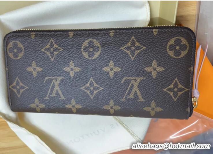 AAAA Discount Louis Vuitton Monogram canvas Clemence Wallet M61298 Rose Ballerine