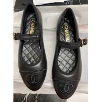 Promotional Chanel Calfskin Mary Janes Flat Ballet G45503 Black 423156