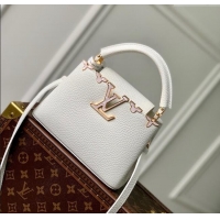 Famous Brand Louis Vuitton Capucines Flower Crown Mini Bag in Taurillon Leather M23331 White 2024