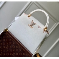 Top Quality Louis Vuitton Capucines Flower Crown MM Bag in Taurillon Leather M23331 White 2024