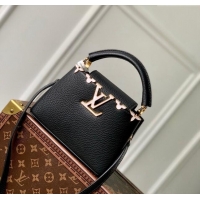 Affordable Price Louis Vuitton Capucines Flower Crown Mini Bag in Taurillon Leather M23263 Black 2024