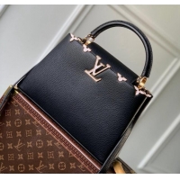 Good Quality Louis Vuitton Capucines Flower Crown MM Bag in Taurillon Leather M23263 Black 2024