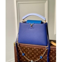 Promotional Louis Vuitton Capucines BB Bag with Flower Chain in Taurillon Leather M20844 Blue 2024