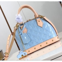 Good Quality Louis Vuitton Alma BB Bag in Monogram Vernis Leather M24063 Light Blue 2024 New LV Remix