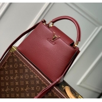 Popular Style Louis Vuitton Capucines BB Bag in Taurillon Leather M25128 Griotte/Burgundy 2024