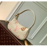 Top Quality Louis Vuitton Mini Moon Hobo Bag in Oversized Monogram Empreinte Leather M82391 Beige/Pink 2024