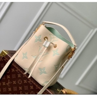 Pretty Style Louis Vuitton NéoNoé BB Bucket Bag in Bicolor Monogram Empreinte Leather M24048 Latte White/Green 2024