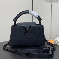 Good Quality Louis Vuitton Capucines East-West Mini Bag in Matte Calfskin M23955 All Black 2024