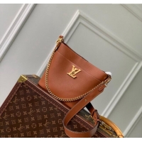 Pretty Style Louis Vuitton Lock and Walk Bucket Bag in Grained Leather M24165 Brown 2024