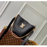 Famous Brand Louis Vuitton Lock and Walk Bucket Bag in Grained Leather M24006 Black 2024