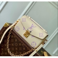 Famous Brand Louis Vuitton Pochette Métis East West Bag in Monogram Empreinte Leather M45696 Light Beige/Purple 2023