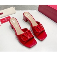 Best Product Valentino VLogo Patent Calfskin Heel Slide Sandals 6cm Red 429031