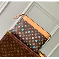 Famous Brand Louis Vuitton Pochette Voyage Souple Pouch in Monogram Craggy Canvas M83568 Chocolate Brown 2024